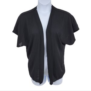 Monteau | Black short sleeve lace back kimono cardigan Size M